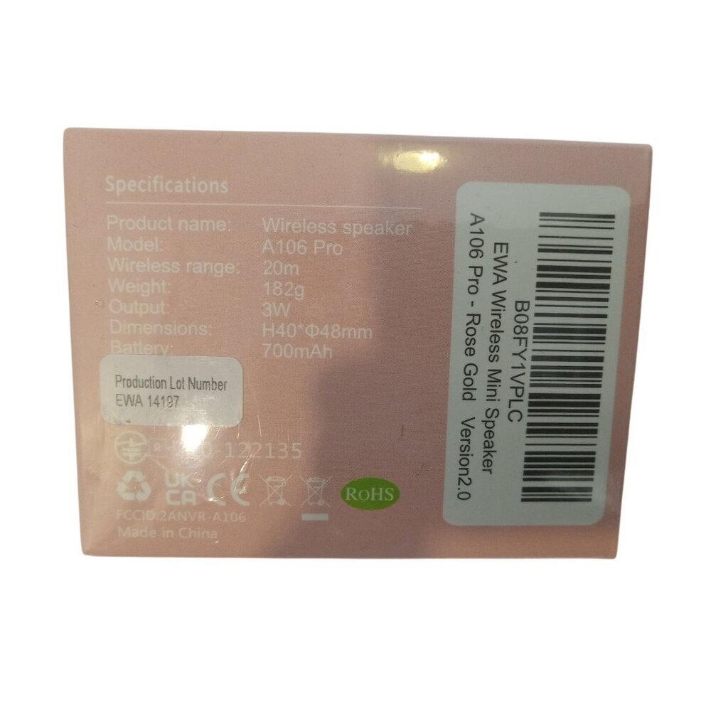 EWA Mini Bluetooth Speaker Rose Gold A106 Small Bass High Definition Sealed New - Picture 5 of 5